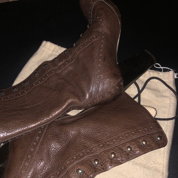 Michael kors brown leather mid calf boots size 8 - Picture 4 of 9